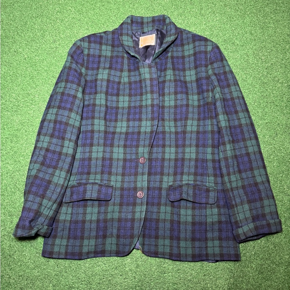 Vintage Pendleton 2 Button Womens 12/14 Tartan Plaid Wool Blazer Jacket